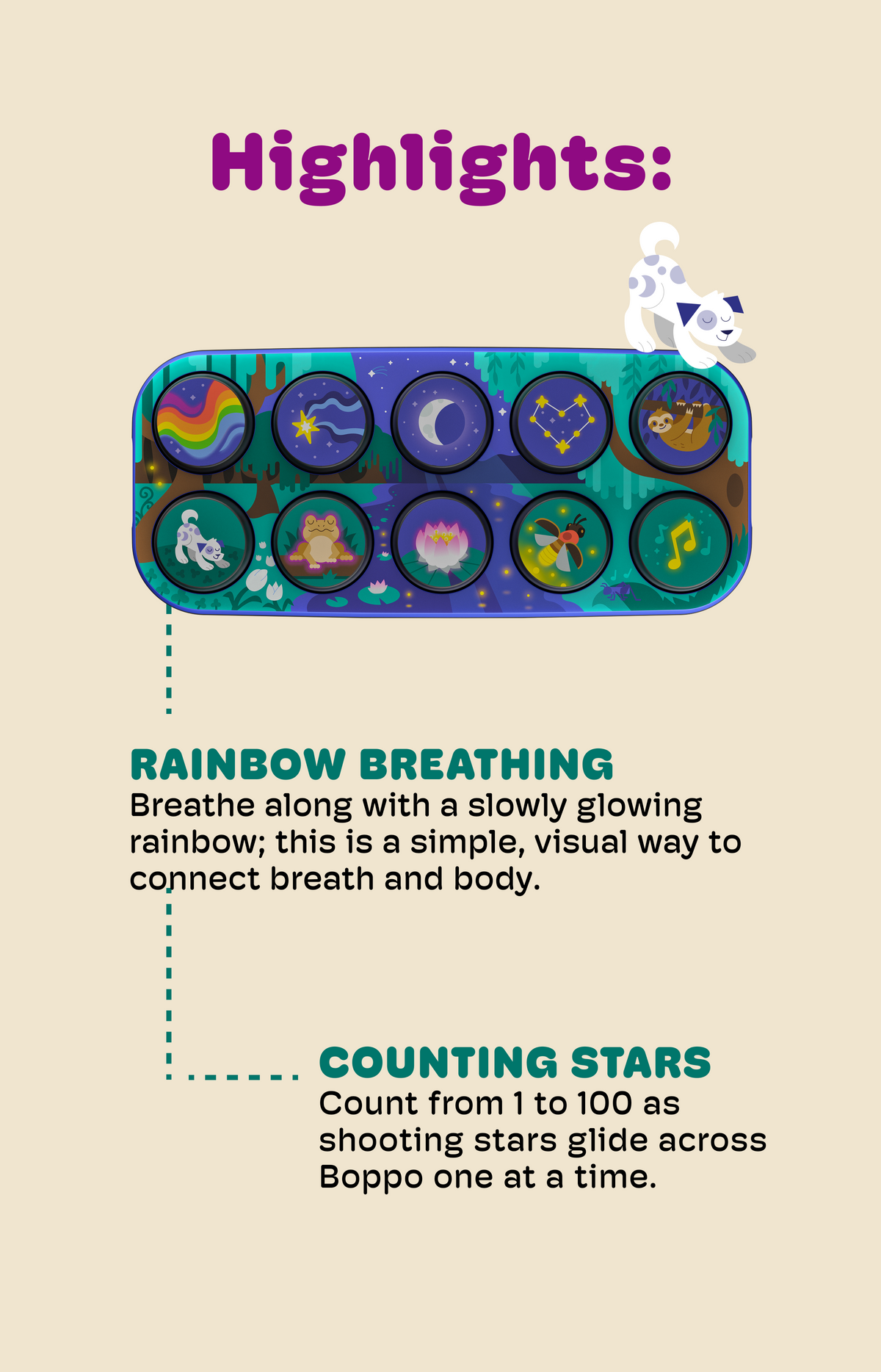 Calm Toppo Activities - Rainbow Breathing and Counting Stars
