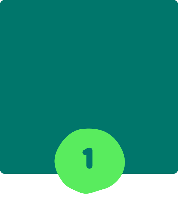 Green circle with the number 1 on a teal background